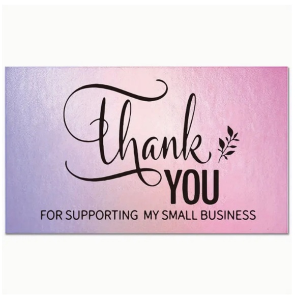NEW 50 Pc Holographic Colorful Thank You For Supporting My Small Business Cards - Picture 1 of 2